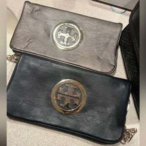 Set of 2 faux leather clutches - one has a shoulder strap